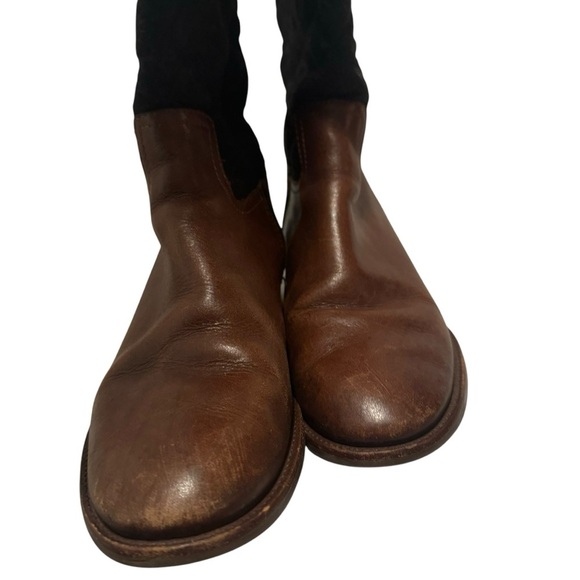 Tory Burch Rosalie brown leather quilted tall riding boots 6 - Picture 6 of 10